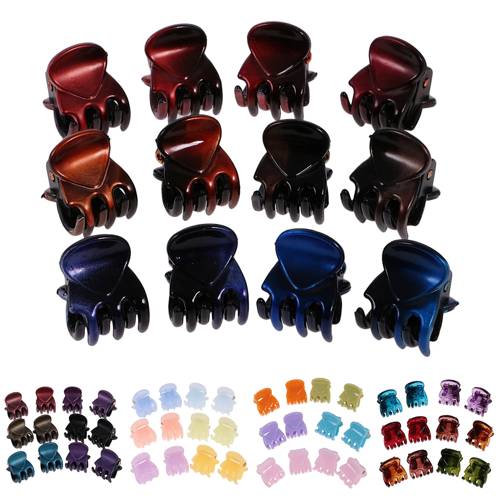 12 Pieces/ Lot Resin Lady Girl Mini Hair Resin Claws Clamps Clips Hair Grips for Holding Hair up and Styling