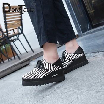 

DORATASIA 2019 New Fashion Horsehair Flat Platform Shoes Woman Spring Ladies Leather Lining Loafers Women Comfort Shoes Woman