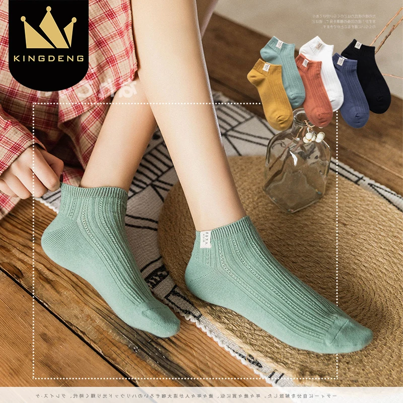 

KingDeng Women Socks Ankle Cute Summer Short Harajuku Korean Style Women Simple Sock Streetwear Vintage Solid Color Fashion