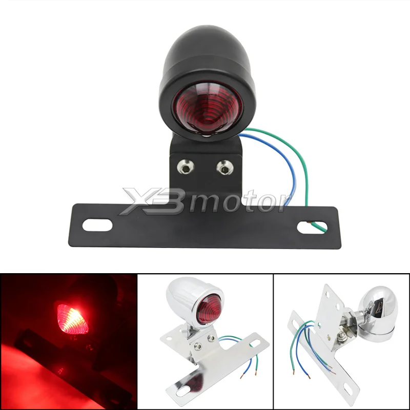 

Universal Motorcycle Accessories Iron Metal License Plate Rear Brake Tail Light Lamp for Harley Bobber Chopper Cafe Racer