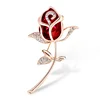 Crystal Rose Flower Brooch Pin Rhinestone Alloy Rose Gold Brooches Birthday Gift Garment Accessories ► Photo 1/6