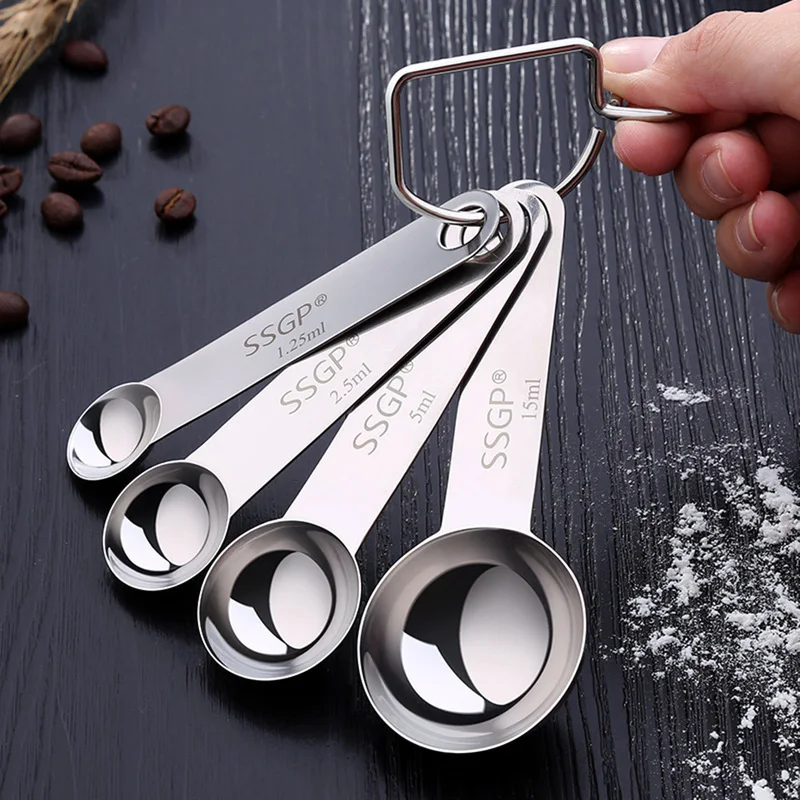 

4 Pcs / Set Scale Sealing Clip Multifunction Coffee Stainless Steel Kitchen Tools Thickening Measuring Craft Milk Spoon SUS 304