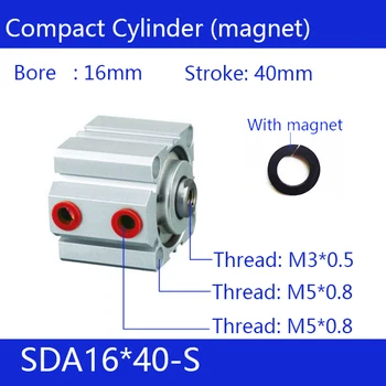 

SDA16*40-S 16mm Bore 40mm Stroke Compact Air Cylinders SDA16X40-S Dual Action Air Pneumatic Cylinder magnet pneumatic cylinder