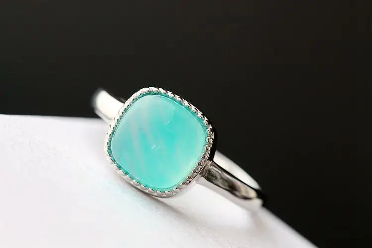 Серебряное модное ювелирное изделие ручной работы с натуральным амазонитом серебряное кольцо из серебра s925 пробы модное женское кольцо из серебра