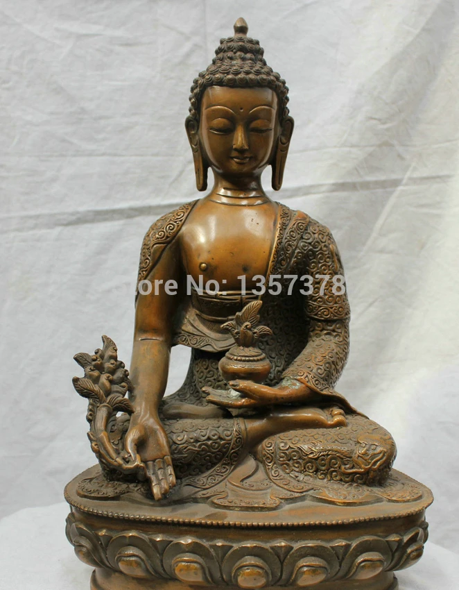 

shitou 00811 Chinese Tibet Tibetan Buddhism Temple Bronze Statue Pharmacist Buddha Statue