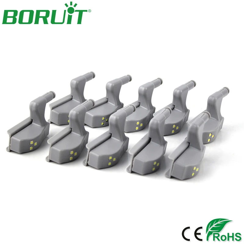 cheap BORUiT 10pcs LED Under Cabinet Lights For Kitchen Bedroom Wardrobe Inner Hinge Lamp Cupboard Closet Light Wireless Night Light