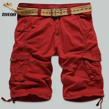 ZOEQO Новые повседневные шорты-карго Для мужчин Лидер продаж Мода Летний стиль брендовая одежда х/б мужские шорты свободные короткие без пояса