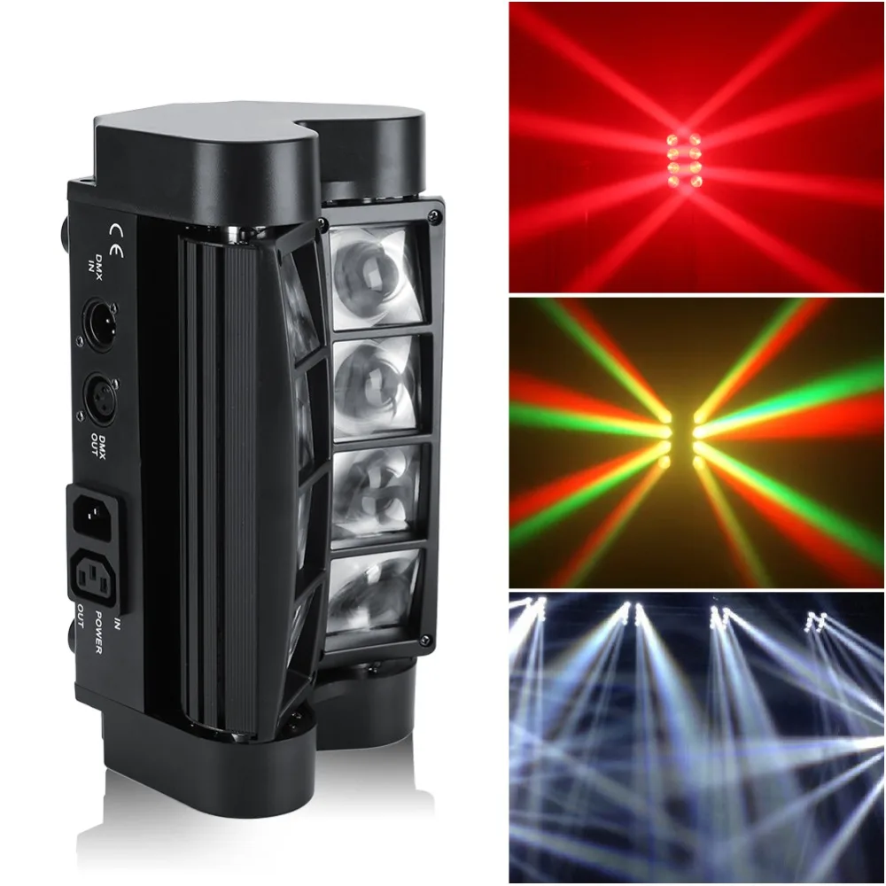 

2PCS/Lot 4 IN 1 LED RGBW Head Moving Stage Beam Light DMX512 Disco DJ Party Lights 8x3W 110V-240V