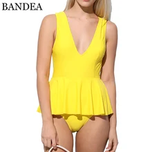BANDEA Глубокий V Цельный купальник для женщин, однотонный купальник, женский боди с открытой спиной, монокини, купальный костюм, юбка
