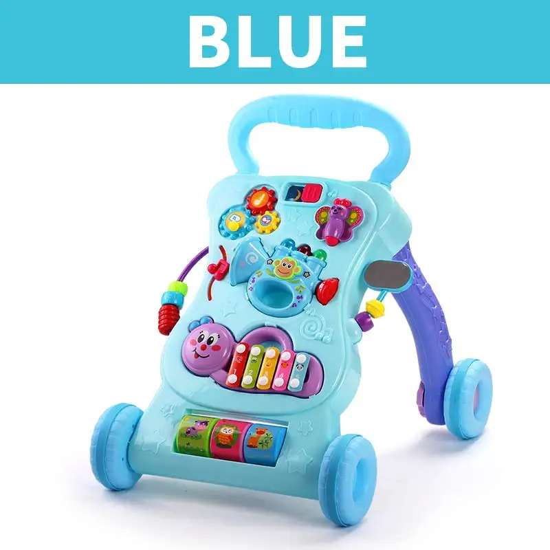 BEI JESS Крытая многофункциональная Детская прогулка на тележках автомобиля с музыкальной доской игрушки учатся новорожденным выращивать тележки - Цвет: Blue