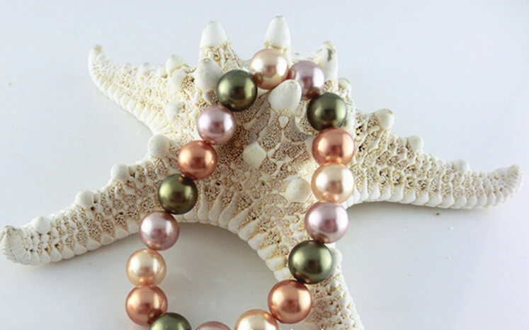 

Fashion 10mm Multicolor Pearl Shell Elastic force Bracelet 7.5" DIY Jewelry Making Design Wholesale and retail