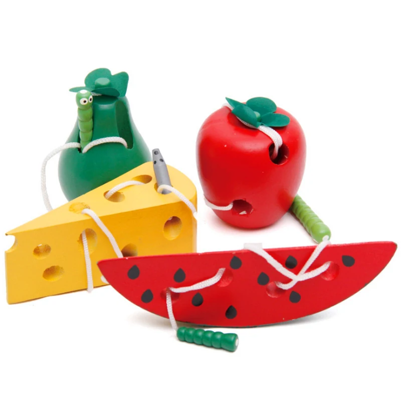 

educational toys fun wooden toys worm eat fruit apple pear early childhood teaching baby toy gift for kids worm toys