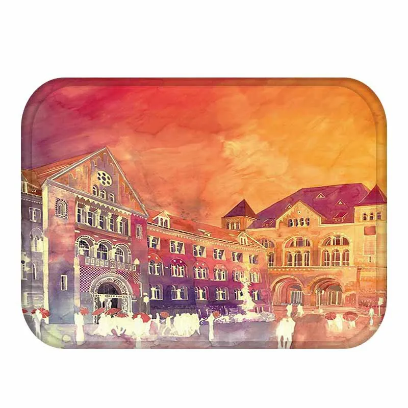 New Anti-Slip Carpet Waterproof Entrance Doormat Retro Buildings Print Area Rug For Kitchen Bathroom Tapete Home Decor Floor Mat