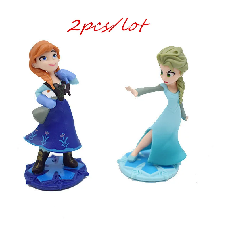 

Disney 2pcs Ice and Frozen Snow Margin Ornaments Isana Princess doll Cake Decoration DIY Animation Model Children's Toys gift
