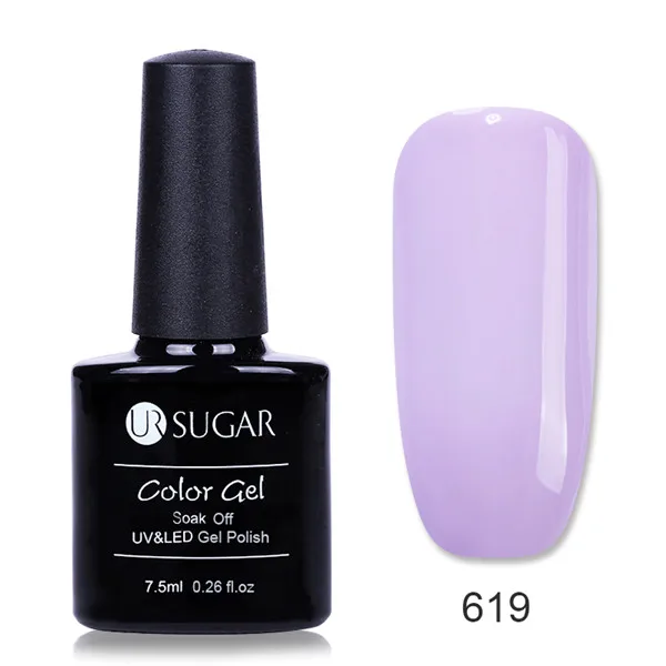 Ur Sugar 7,5 мл УФ фиолетовая серия голографический блеск для ногтей Платиновый Гель-лак гель лак для ногтей - Цвет: Color 619