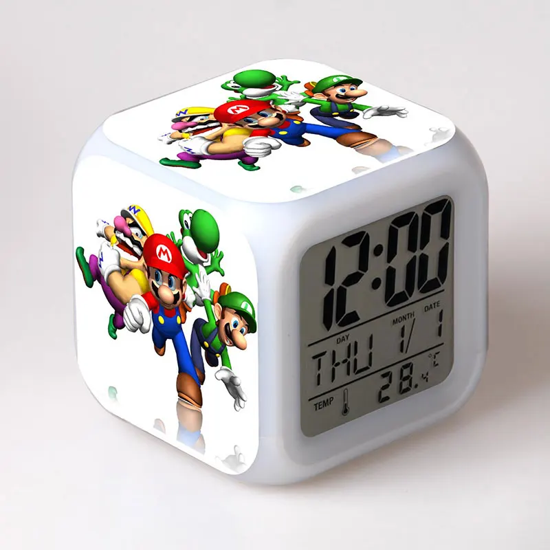 Super Mario Bros Child Funny Clock Alarm Yoshi Dinosaur Figure Toy Super Mario Yoshi Action Figure PVC Funny toys for Children