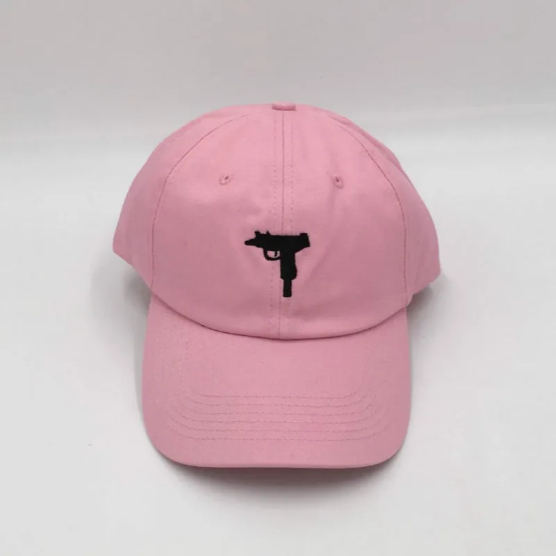 Который в душ пистолет УЗИ шляпа c вышивкой, для отца Винтаж K47 Ститч бейсбольная кепка хип-хоп k поп snapback Летняя женская мужская кепка bone - Цвет: Розовый