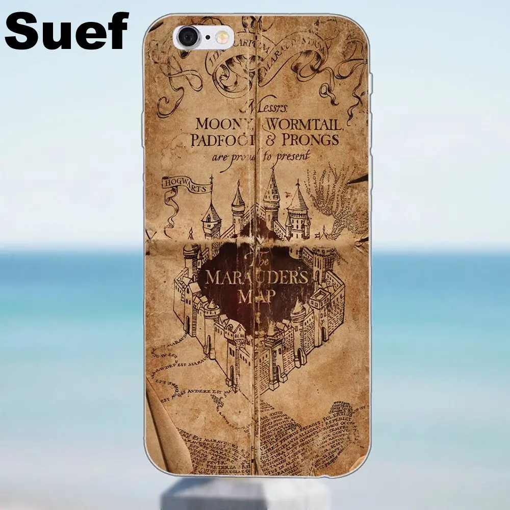 Suef Marauders карта для iPhone 4 4S 5 5S 5C SE 6 6S 7 8 Plus X Samsung Galaxy A3 A5 J1 J3 J5 J7 2016 2017 TPU чехлы