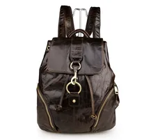 Genuine leather unisex backpack school Ipad bag vintage man backpack women men travel bags Male shoulder bag #MD-J7286
