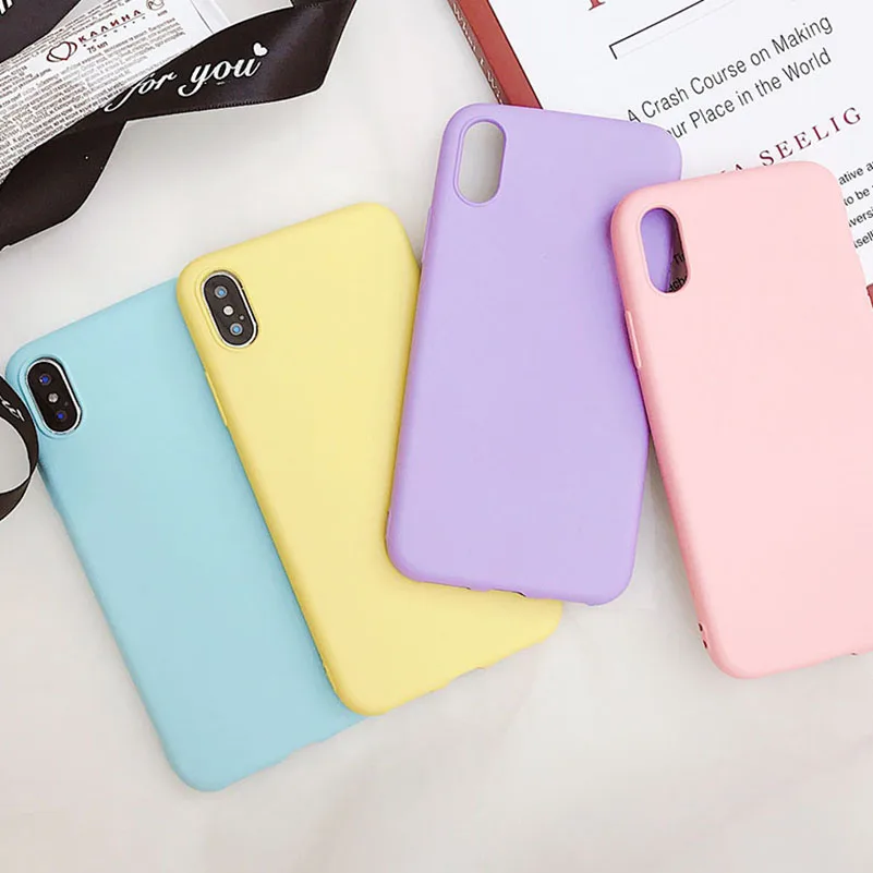Для iPhone 7 Plus 6 S 5s 8 X XS Max чехол Fundas Capa Coque черный силиконовый однотонный яркий