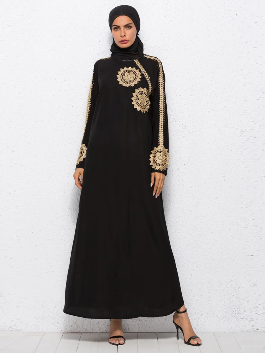 Мусульманское длинное платье Abaya кардиган с вышивкой Элегантное Длинное Платье