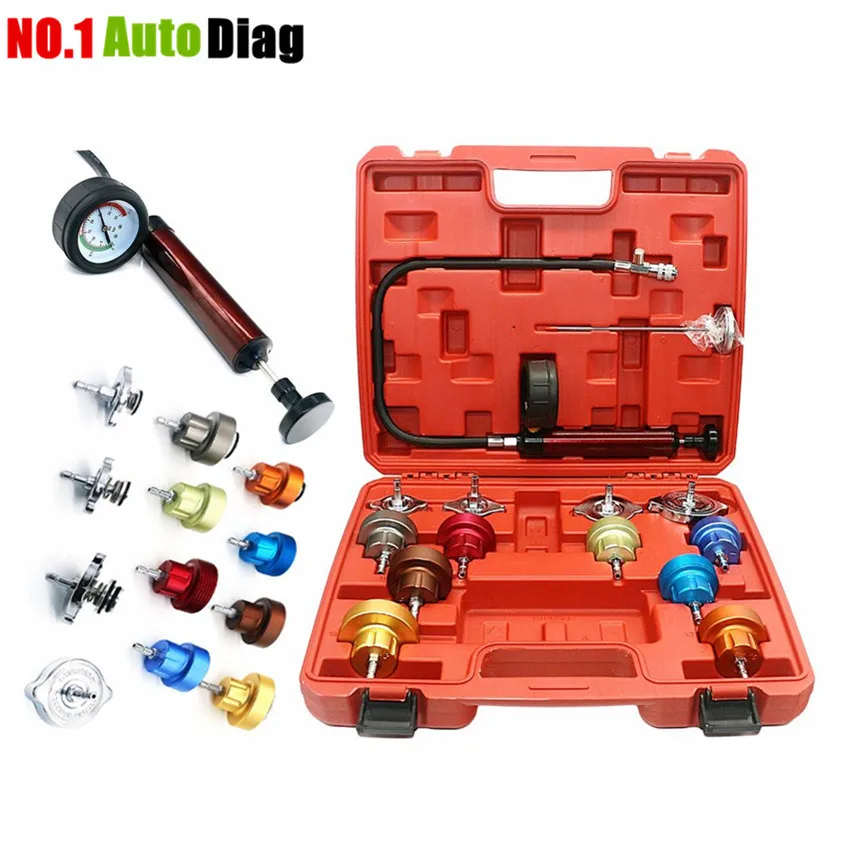 Universal Automotive Radiator Pressure Tester Kit 14PCS Car Leak Detector tool Auto Cooling