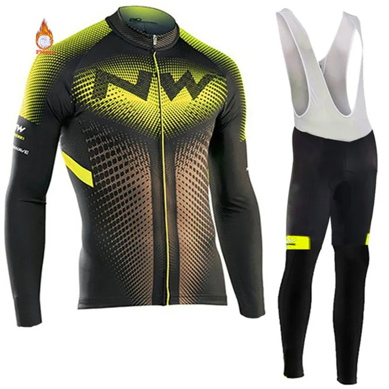 

Northwave Warm 2019 NW Winter Thermal Fleece Cycling Clothes NW Men's Jersey Suit Outdoor Riding Bike MTB Clothing Bib Pants Set