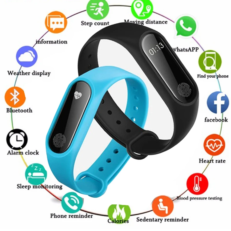 

Smart Bracelet HeartRate Bracelet Waterproof Sport Fitness Band Stepcount Message Fitness Tracker Smart Watch Men PK mi band 3