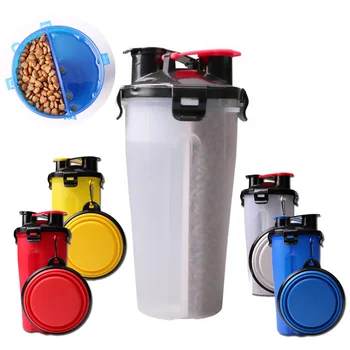 

2 in 1 Dog Feeder Water and Food Outdoor Dog Water Bottle Pet Bowls Travel Food Supplies Container Dish Cup for Cats and Dogs