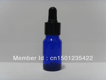 

10pcs 10ml -0.33 Oz Cobalt Blue glass dropper bottles/Vails for Essential oils, cosmetics packing, black cap black top