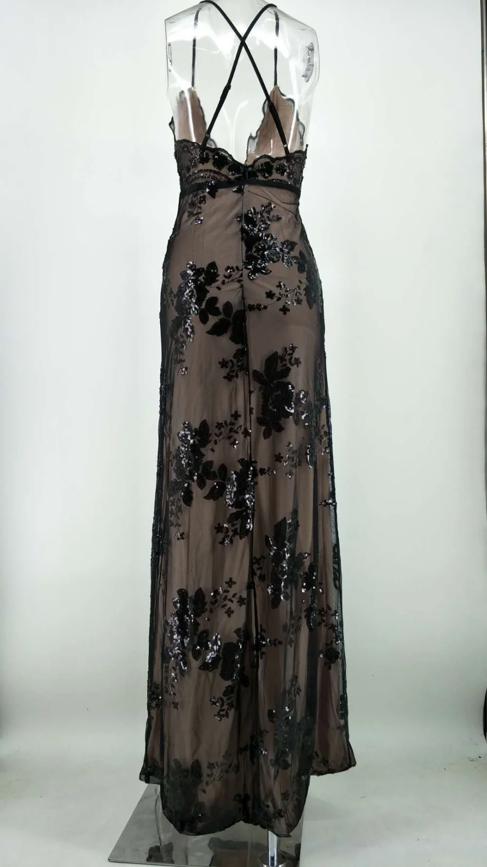HAMBELELA New Arrival High Quality 2019 Summer Women's Dress Spaghetti Strap Vintage Sequined Floor-Length Bandage Dress Vestido (3)