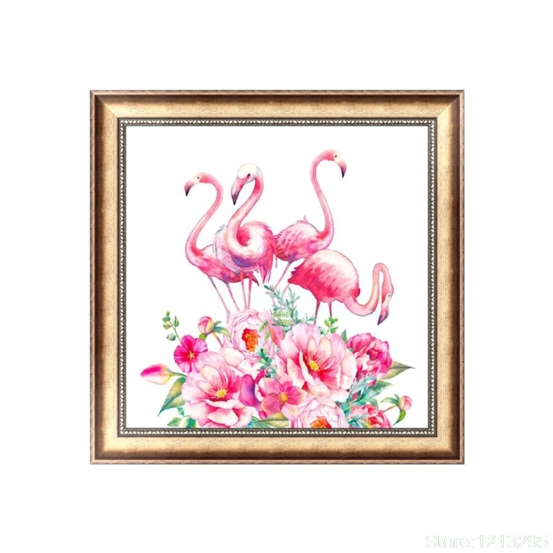 

DIY 5D Diamonds Painting Flamingos Animal Round Diamond Embroidery Cross Stitch Kits Diamond Mosaic Home Decor 40*30cm
