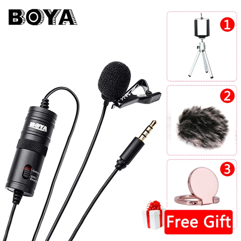 BOYA BY-M1 Label Lavalier Microphone 6M Boya 3.5mm Condenser Mic for Smartphones Dslr/Recorder/Camcorders/Free Windshield