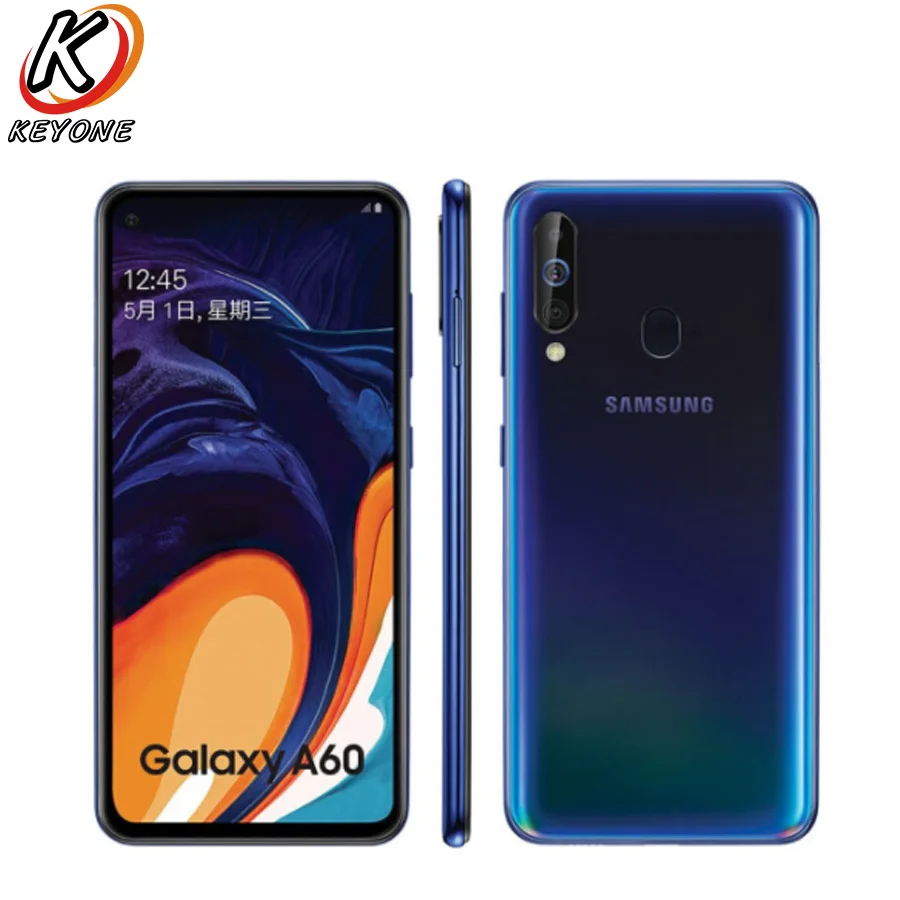 Мобильный телефон samsung Galaxy A60, 4G LTE, 6,3 дюймов, 6G ram, 128 ГБ rom, Восьмиядерный процессор Snapdragon 675, 32 Мп+ 8 Мп+ 5 МП, задняя камера, смартфон