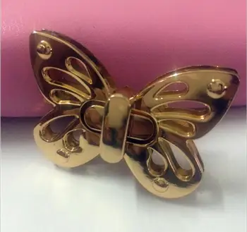 

Free shipping Bag with Parts & Accessories (6 PCS/lot) gold metal hollow out the butterfly decorations twist lock