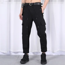 Новые модные летние брюки для волос девять очков Оригинальные Асимметричные пуговицы нарядные брюки для ночных клубов