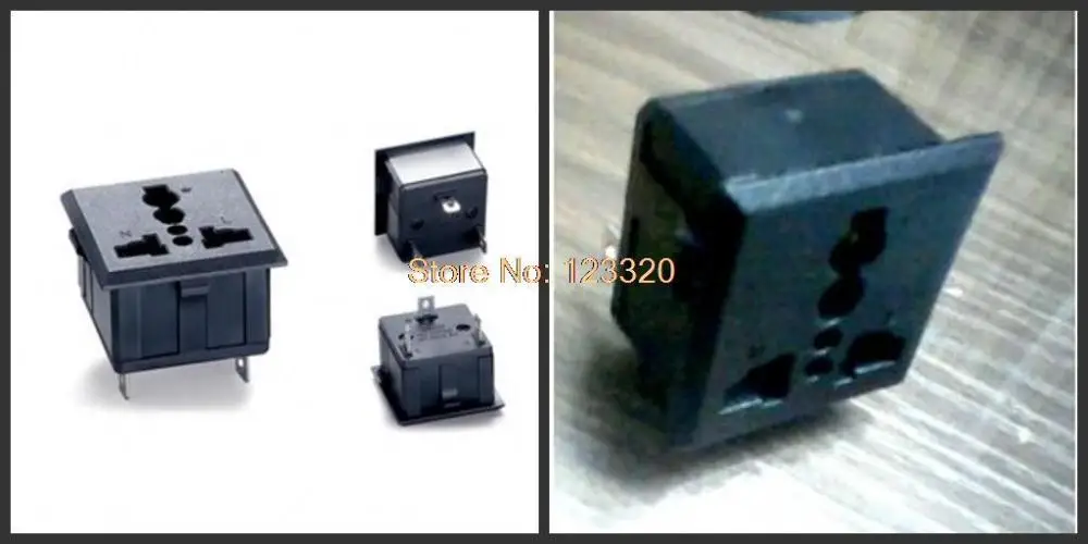 

10pcs/lot Cassette universal AC utility power socket outlet SS - 801 black three batch