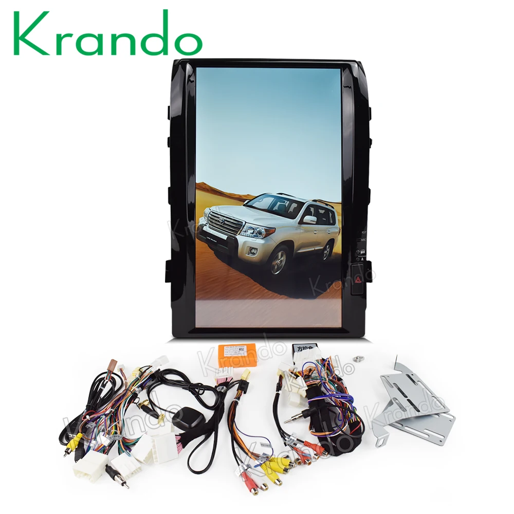 Top Krando android car radio 8.1 16"  Vertical screen car multimedia for Toyota Land Cruiser 200 VX-R GX-R 4.6L 4.7L 5.7L 2008-2015 4