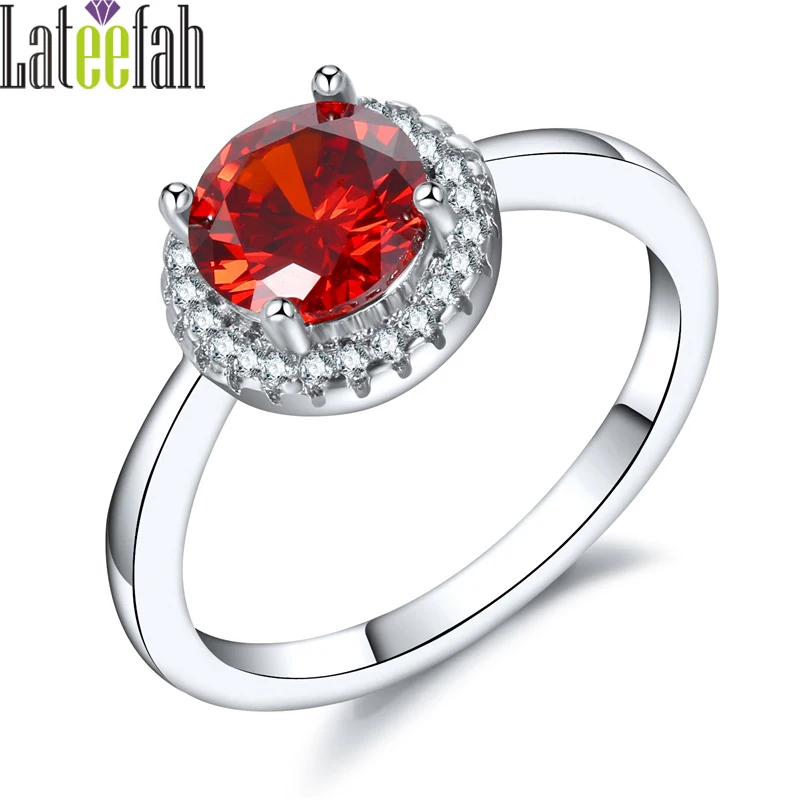 Lateefah простой июля Solitaire Rock N Rose красный круглый кристалл кубического циркония