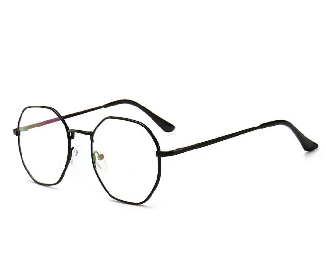 Men Vintage Anti Blue light Glasses Frame Round Women Lens Myopia Optical Mirror Simple Metal Anti-blue Clear Eyewear Frames - Цвет оправы: Черный