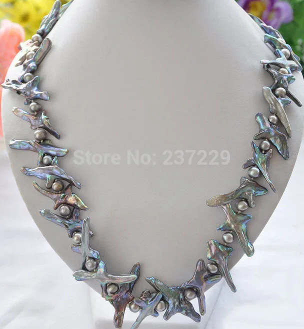 

Wholesale price FREE SHIPPING ^^^^P4436 20" 40mm GRAY BAROQUE KESHI REBORN ROUND PEARL NECKLACE
