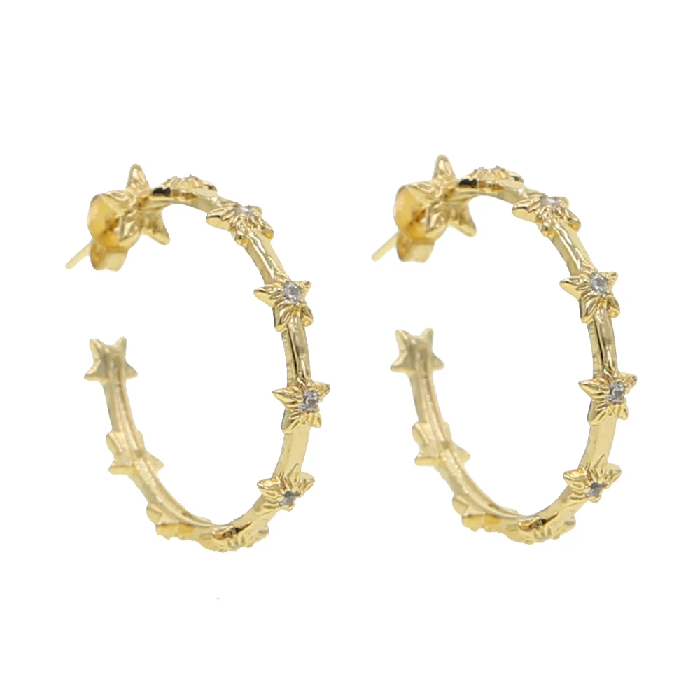 

geometric cz star hoop earring for women gold color simple trendy Christmas gift jewelry wholesale