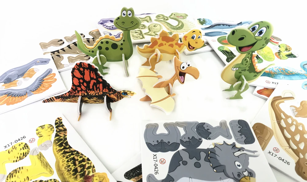18 шт./компл. 3D Пазлы разнообразного кроя животных крокодил, динозавр DIY интеллект ЕВА паззл мозайка