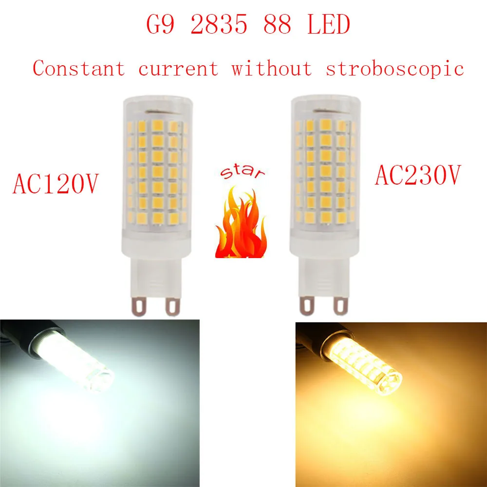

5PCS G9 AC230V 220V 110V 120V 2835 SMD 88 LEDs Constant current without stroboscopic Bright ceramic LED bulb Halogen lamp