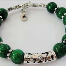 00991 Подробная информация о красивой ручной работы тибетский серебряный зеленый браслет 7,5~ 8 дюймов 5,6