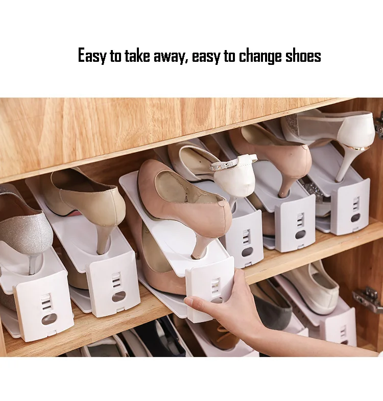2/4/8 шт. прочный пластиковый органайзер обуви отдельно стоящий двойной-обувь с широкой колодкой стеллаж для хранения Современная двойная Уборка хранения стойка для обуви