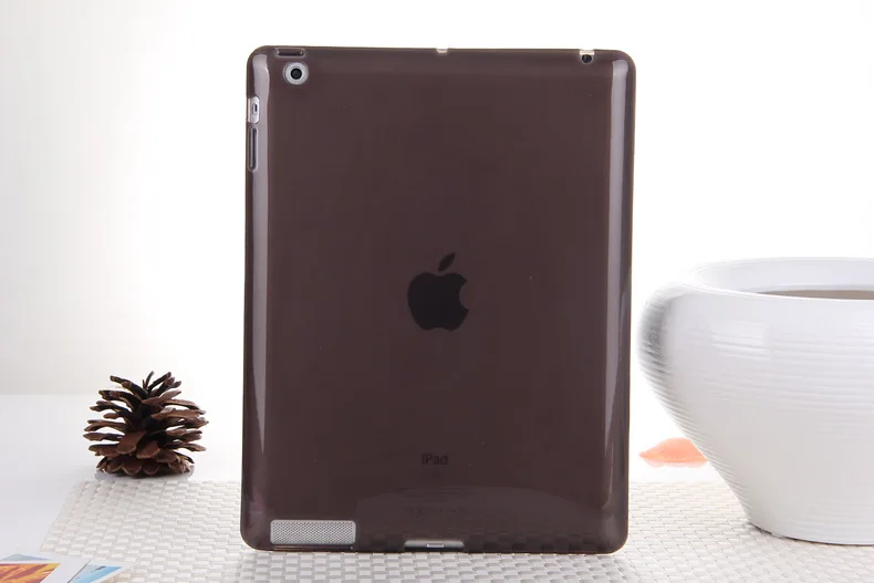 Черный Силиконовый мягкий чехол-накладка из ТПУ на заднюю панель для Apple iPad 2/3/4 ультра тонкий прозрачный чехол полупрозрачный кожаный защитый чехол для iPad 234 9,"+ стилус - Цвет: Черный