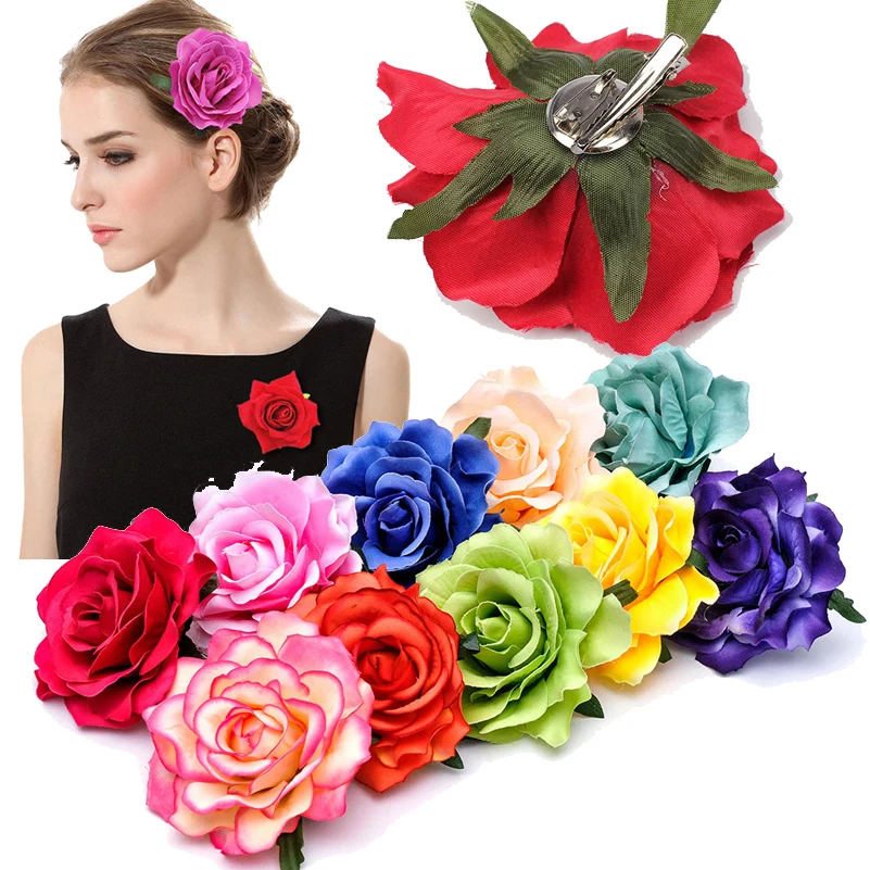 

1PC Rose Artificial Flower Hair Clips for Women Wedding Party Bridal Brooch Hair Flower Hairpins Headwear Girls Hair Accessories