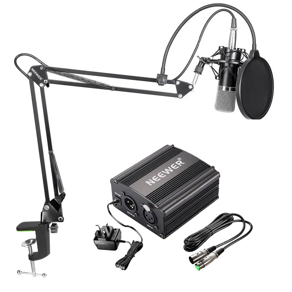 Neewer NW-700 Condenser Microphone Kit Black Mic Black 48V Phantom Power Supply for Home Studio Recording Arm Stand Shock Mount Neewer NW-700 Condenser Microphone Kit Black Mic Black 48V Phantom Power Supply for Home Studio Recording Arm Stand Shock Mount