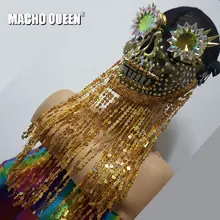 Сжигающий человек Rave костюмы стримпанк Спайк Хэллоуин голографические очки череп маска респиратор Косплей Фестивальная одежда наряды